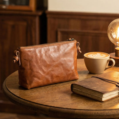 Retro Handmade Leather Small Crossbody Bag Portable Compact Organizer