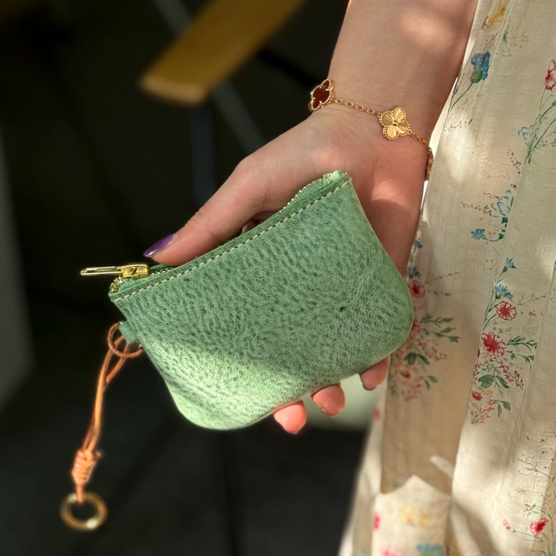 Retro Handmade Leather Zipper Wallet