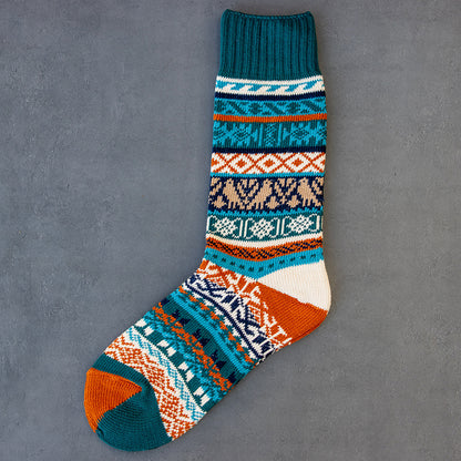 Winter colorful mid-calf socks thickened ethnic style boot socks