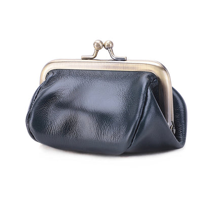 Retro Leather Coin Purse Handmade Kiss Lock Coin Wallet