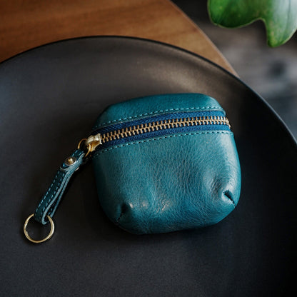 Retro Handmade Leather Coin Wallet Storage Bag