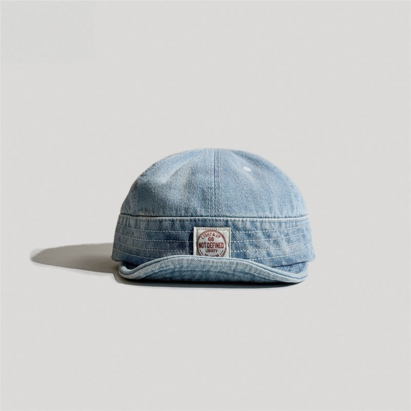 Retro Denim Flip Hat Beret Casual Cap Adjustable Hat