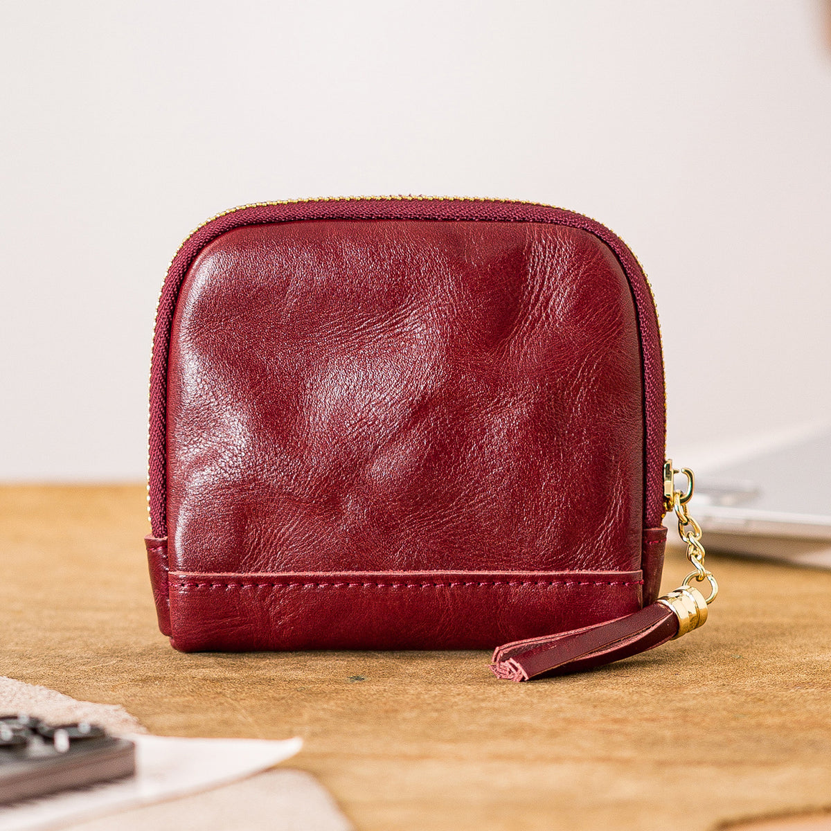 Retro Handmade Leather Zipper Card Wallets