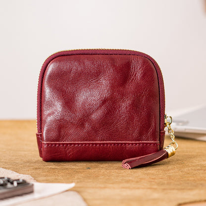 Retro Handmade Leather Zipper Card Wallets