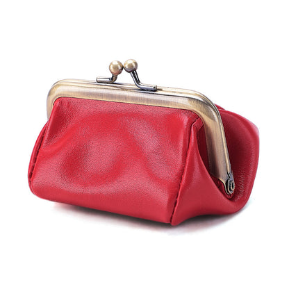 Retro Leather Coin Purse Handmade Kiss Lock Coin Wallet