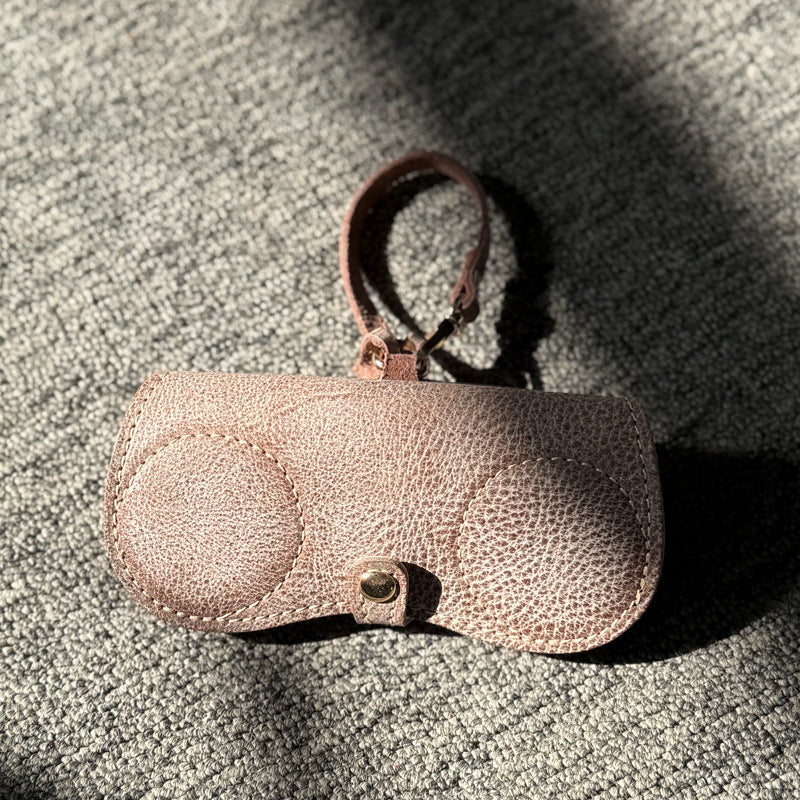 Retro Handmade Wax Leather Glasses Case