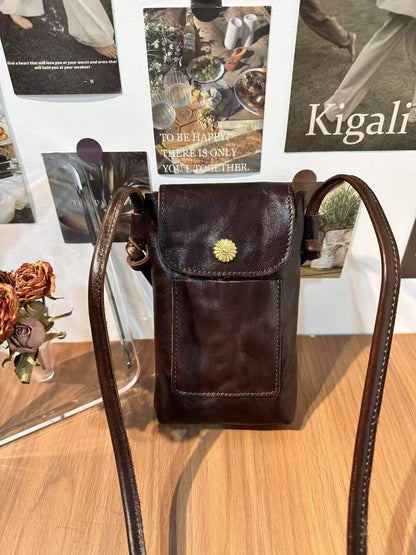 Retro Handmade Leather Mini Portable Phone Bag