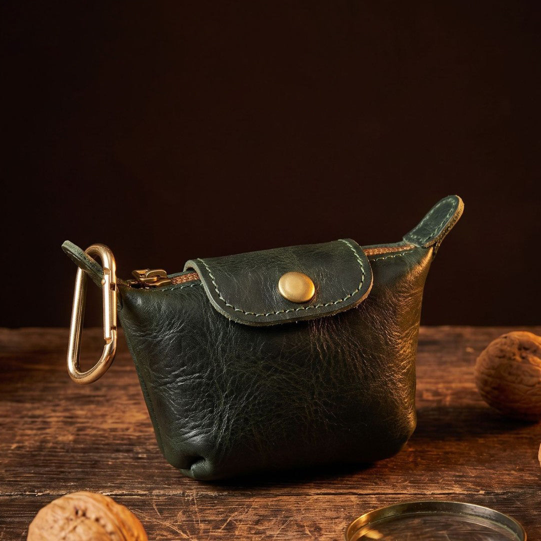 Retro Handmade Leather Zipper Coin Wallet