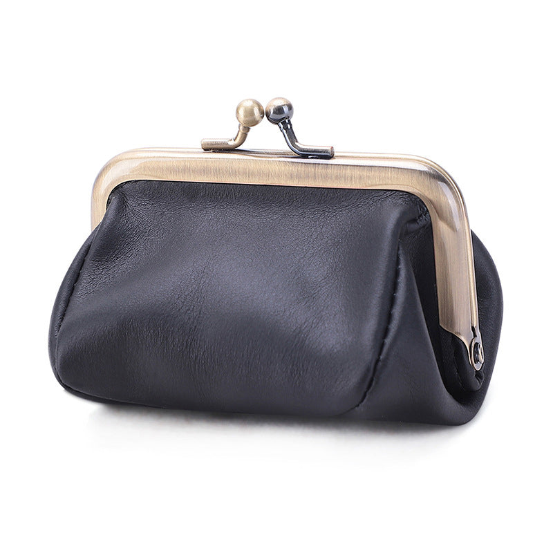 Retro Leather Coin Purse Handmade Kiss Lock Coin Wallet