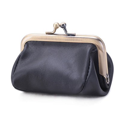 Retro Leather Coin Purse Handmade Kiss Lock Coin Wallet