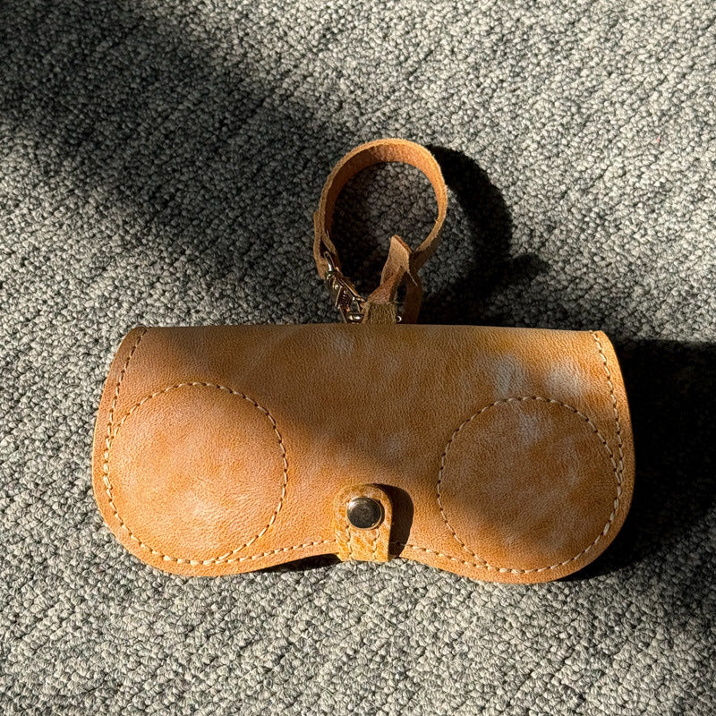 Retro Handmade Wax Leather Glasses Case
