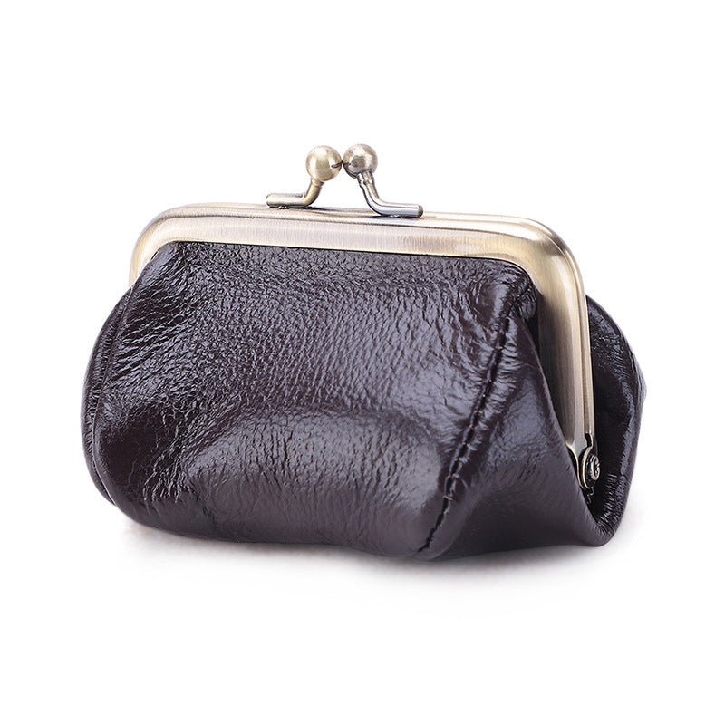 Retro Leather Coin Purse Handmade Kiss Lock Coin Wallet