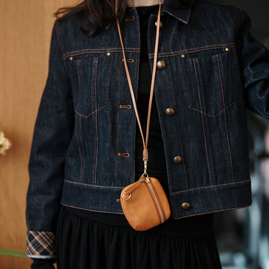 Retro Handmade Leather Coin Wallet Storage Bag