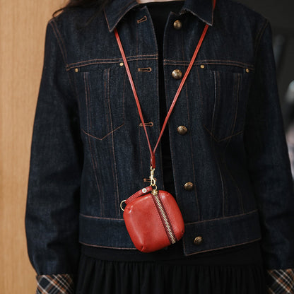 Retro Handmade Leather Coin Wallet Storage Bag