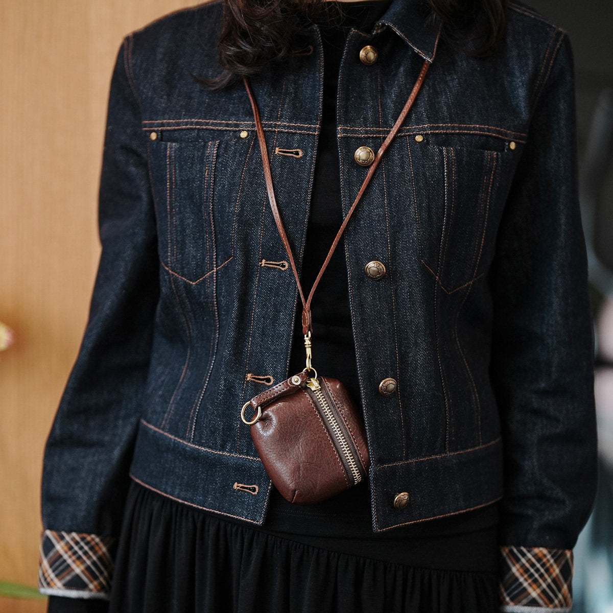 Retro Handmade Leather Coin Wallet Storage Bag