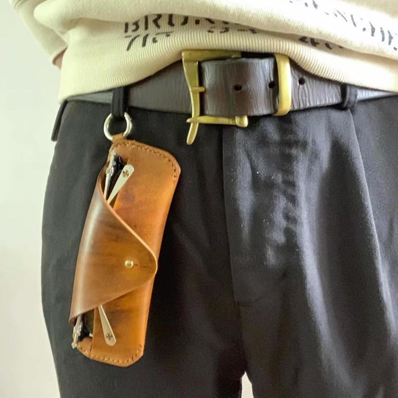 Retro Tanned Leather Glasses Case